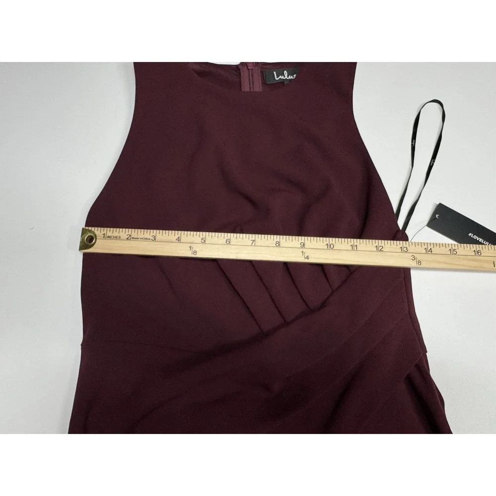 Lulu's Bodycon Fitted‎ Sleeveless Short Tank Dress Burgundy Size S Ruched NWT